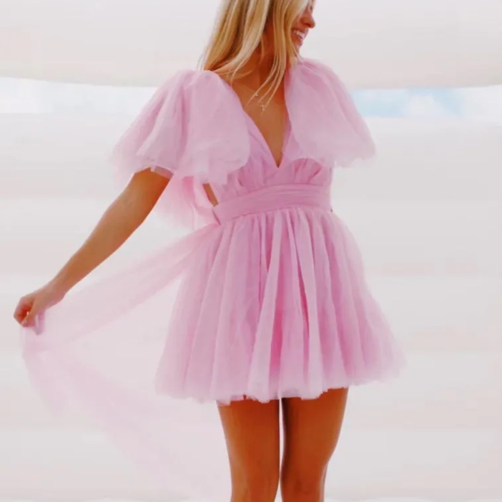 Triple threads love letter tulle dress